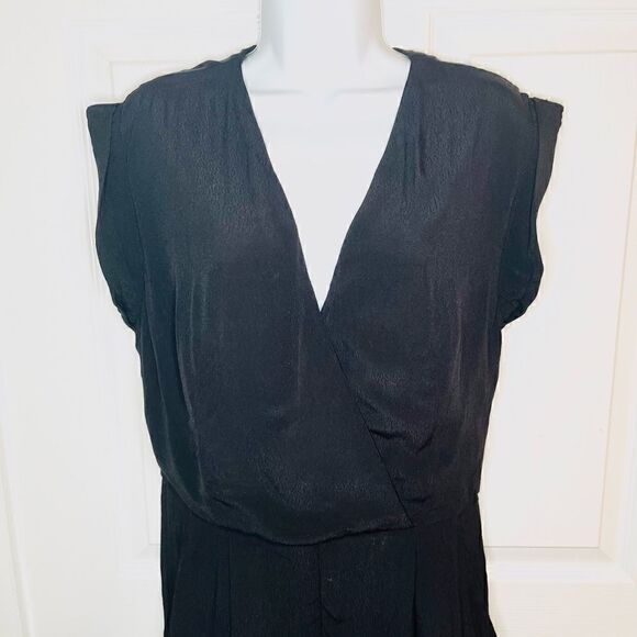 Venus Faux Wrap Jumpsuit Full Length Pants Pockets Black 10 - Picture 2 of 9